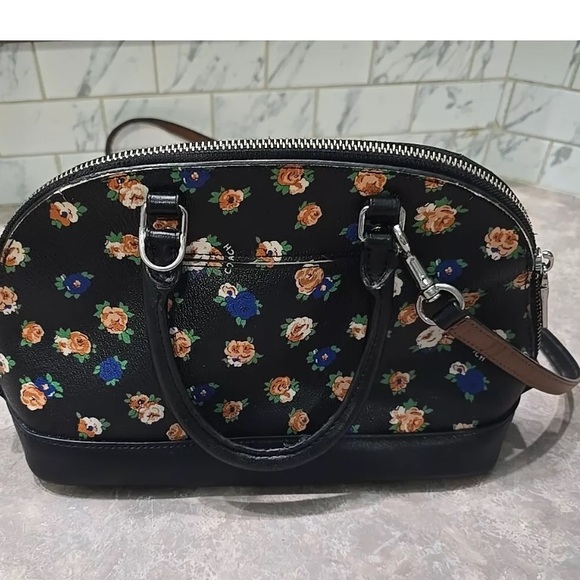 Beautiful COACH Black Floral Handbag Mini Tote Bag See Description NWOT - Picture 8 of 13